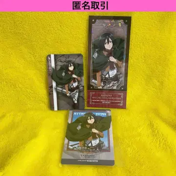 진격의 거인 가라오케의 철인 콜라보 미카사 카드 세트 룸 키 사진 티켓