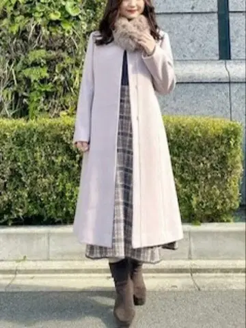 [ 새상품급 ] 프로포션 노카라 롱 코트 울 퍼 포함