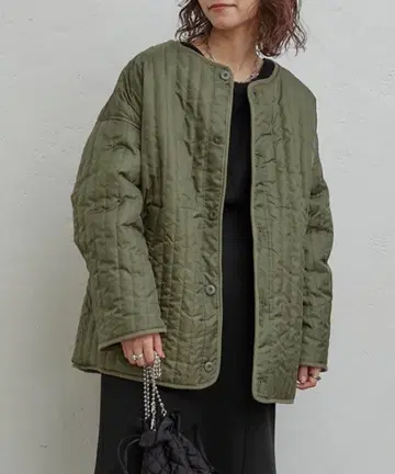 리버서블/보아 플리스 x 퀼팅 노카라 코트