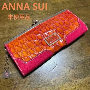 [ 미사용 새상품 ] ANNA SUI 가마구치 장지갑 악어 엠보싱 오렌지