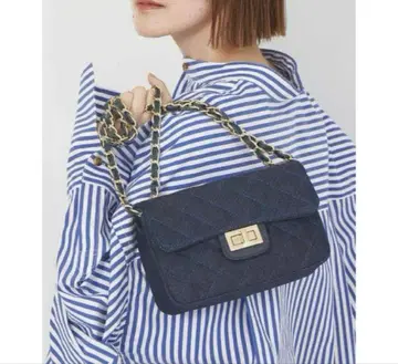 오렌티 데님 퀼팅 숄더백