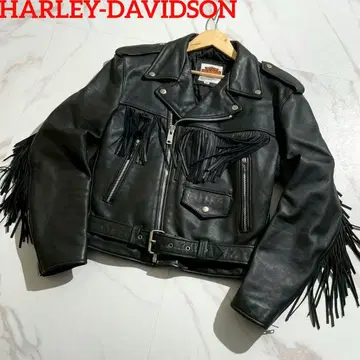 새상품급 레어 디자인 할리데이비슨 더블 라이더스 프린지 소가죽 XL