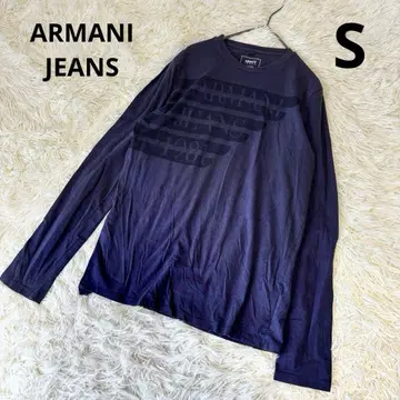 아르마니진스 로고 프린트 긴팔 T셔츠 S 네이비