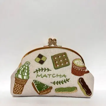 자수 가마구치 파우치 핸드메이드
