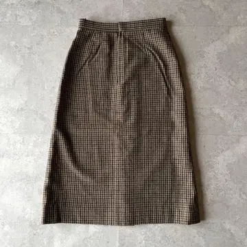 무릎 기장 스커트 타이트 스커트 브라운 계열 체크 오피스 캐주얼 레트로