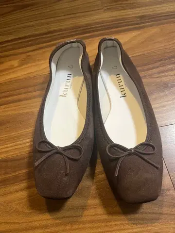 kurun 브라운 플랫슈즈 리본 포함