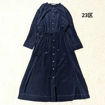 23구 워셔블 원피스 밴드 카라 네이비 빅 사이즈 4XL