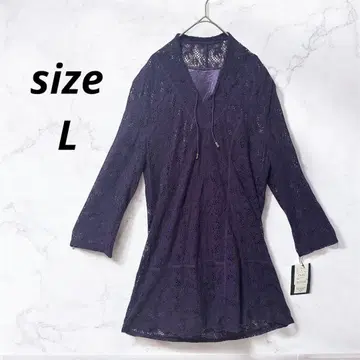 긴팔 튜닉 레이스 보라색 루즈핏 택 포함 긴 길이 (L)