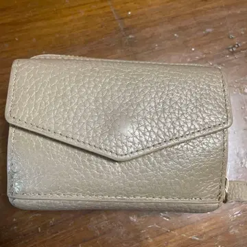 LASIEM 베이지 아코디언 주름 지갑 지폐 접지 않는 타입