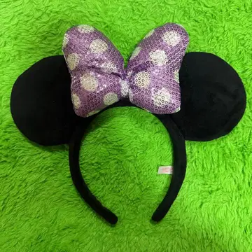 미니 마우스 귀 머리띠 퍼플 리본