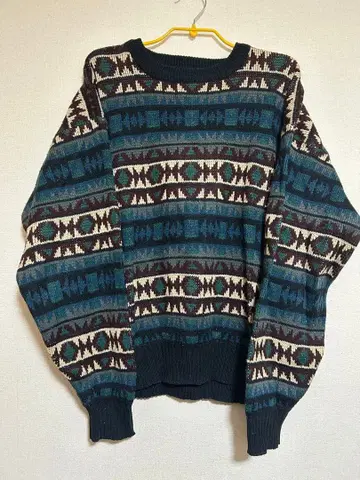 WEEDS 총무늬 니트 XL 네이티브 무늬 90s풍 빈티지 니트 스웨터