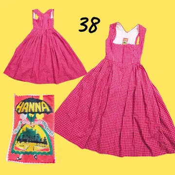 Hanna vintage 원피스 빨간색 구제 의류 민족 귀여운