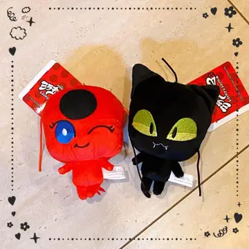 [택 포함] 미라큘러스 레이디버그 & 샤 노와르 SD 봉제 인형 세트