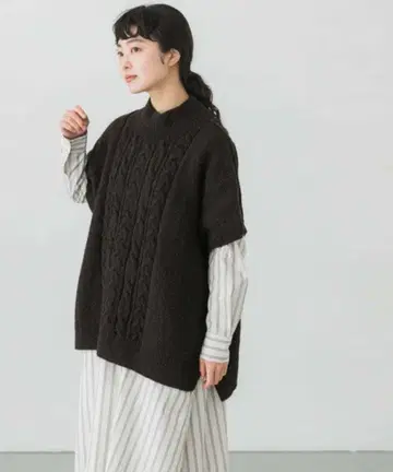 카구레 [ 22AW ] 페루 와이드 니트 베스트 COFFEE kagure