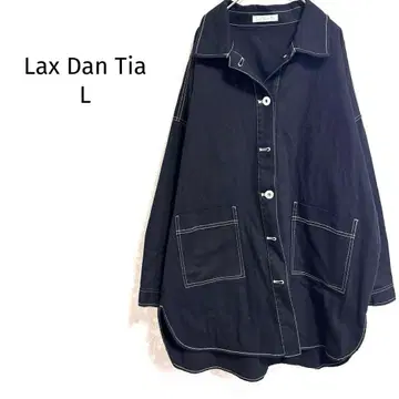 럭스 던티어 셔츠 자켓 배색 스티치 롱 기장 면 100