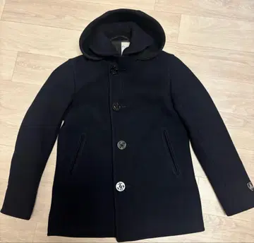 타임세일! Orcival 네이비 후드 부착 울 자켓 여성용