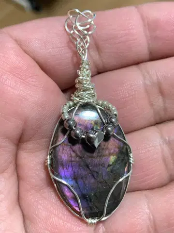 래브라도 라이트 와이어 랩핑 펜던트