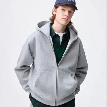 gu 헤비웨이트 맨투맨 풀 집업 후드티