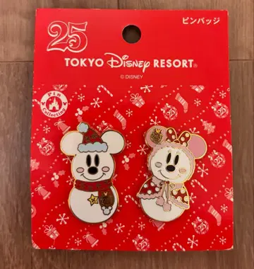 디즈니 25주년 스노우 스노우 핑 배지 눈사람 미키 미니