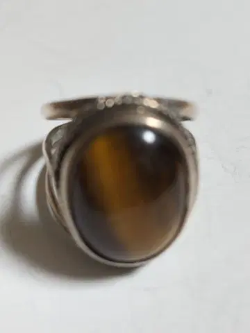 타이거 아이 실버 반지 오벌 컷 22호