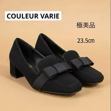 컨디션 최상 크롤 발리에 리본 스퀘어토 펌프스 블랙 23.5cm