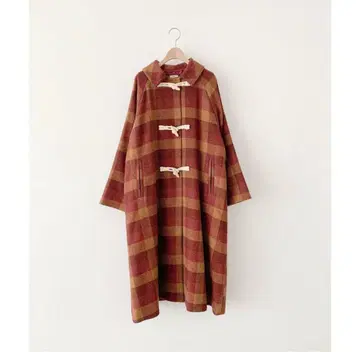 사만사 모스모스 태즈메이니아 울 2WAY 옷깃 롱 코트 보르도 체크