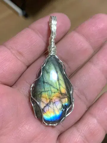 래브라도 라이트 와이어 랩핑 펜던트