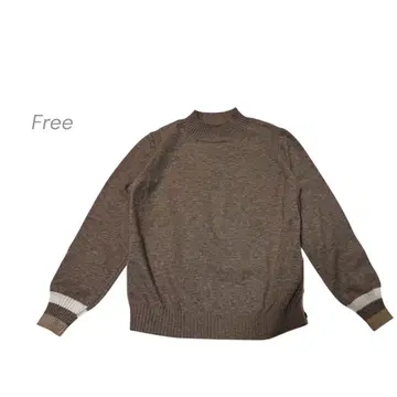 하이넥 니트 스웨터 Free 배색 소매 리브 풀오버 베이지