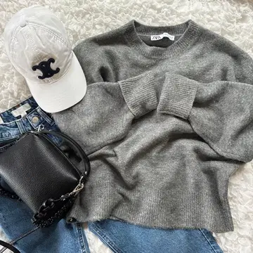 루즈핏 실루엣 ZARA 니트 그레이