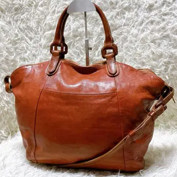 genten 2way 토트백 숄더백 가죽 A4 브라운