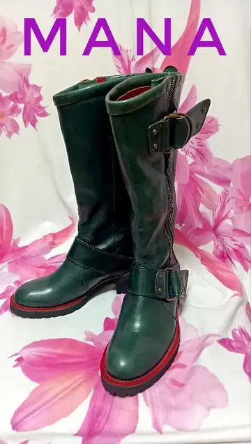 MANA 마나 천연 가죽 사이드 지퍼 엔지니어 부츠 23.5cm