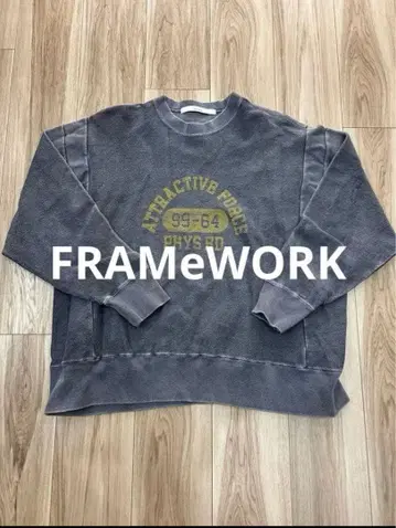 [ FRAMeWORK ] 로고 맨투맨 빈티지 가공 그레이 오버 사이즈