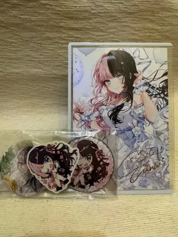 타치바나 히나노 2주년 기념 금박 사인 포함 엽서 & 주년 캔뱃지