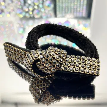 acca 아카 드레스 포니 블랙 x 골드 큐빅 머리끈