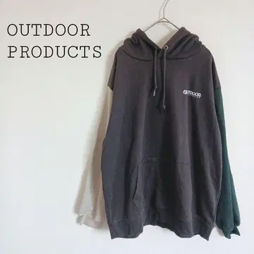 아웃도어 프로덕츠 배색 후드 맨투맨 얇은 원단 블록 컬러 빅 사이즈