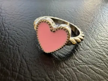 새상품 H.P.FRANCE 실버 컬러 하트형 핑크 반지 15호