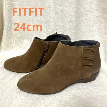 fitfit 브라운 사이드 지퍼 부츠 스웨이드 프린지 24cm