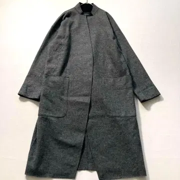 pas de calais 울 롱 코트 마오 칼라 그레이 일본제