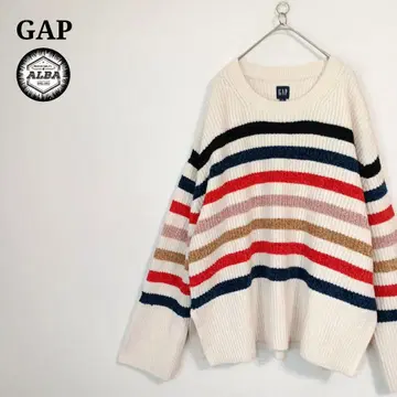 [ 새상품급 ] GAP 갭 스웨터 니트 보더 오버 사이즈 화이트 L