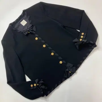 카네코 이사오 블랙 테두리 리본 사용 노카라 자켓