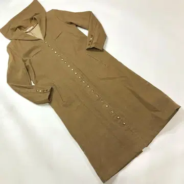 원더풀 월드 세일러 카라 베이지 데님 롱 자켓