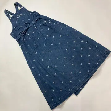 핑크하우스 꽃 자수 데님 타브리에/원피스