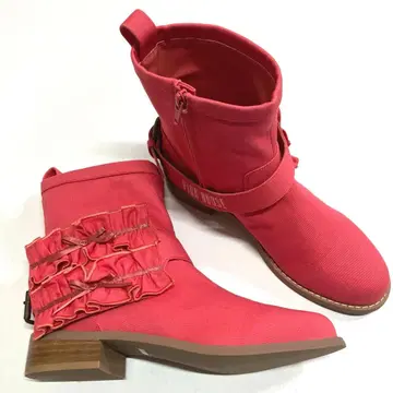 [미사용 새상품] 핑크하우스 패션 핑크 프릴 로고 자수 부츠/2021년