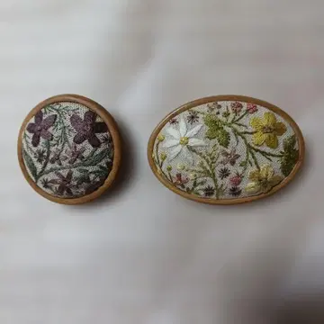 자수 브로치 핸드메이드 2개 세트