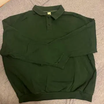 SCREEN STARS 다크 그린 긴팔 피케 셔츠 L