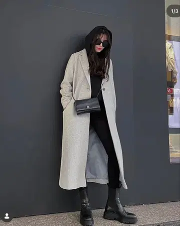 ELENIRETOKYO/ 그레이 롱 체스터 코트