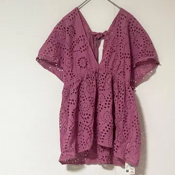 새상품 ANGELINA 레이스 버터플라이 BL 코튼 레이스 볼륨 블라우스