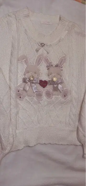 LIZLISA Twin Bunnies 니트 토끼 화이트