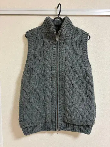 BEAMS HEART 케이블 니트 베스트 M 그레이