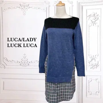 [ 루카 레이디 랙 루카 ] 도킹 니트 튜닉 [ F ] 블루 울 혼방
